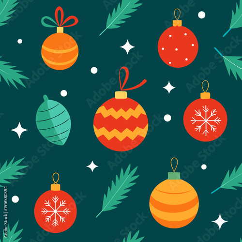 seamless christmas ornament pattern   baubles 