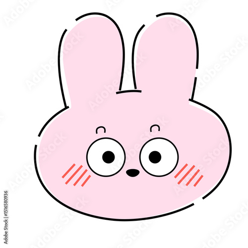 興奮で目を丸くするピンクのうさぎイラスト41