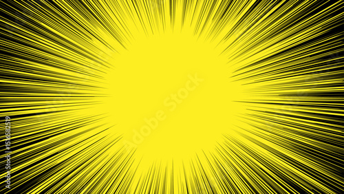 Yellow Concentrated Line Background. Japanese manga-like concentrated line background. Light like sunlight.