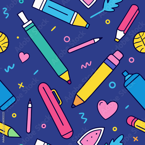 seamless doodle sketchbook pattern   pens  markers.svg