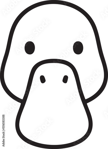 Minimalist Platypus Icon Black Outline of a Cartoon Platypus Head with a Duckbill