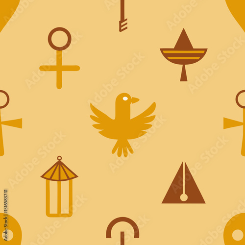 seamless egyptian hieroglyph pattern   iconic 
