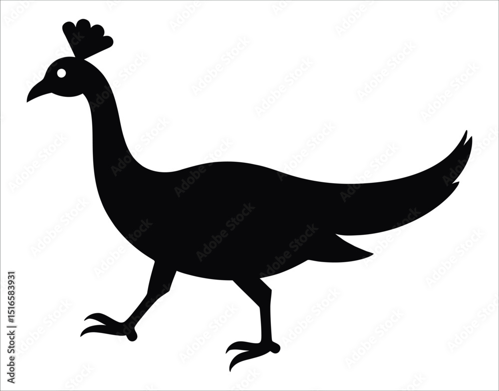 Obraz premium Standing Peacock Silhouette – Classic Vector Pose