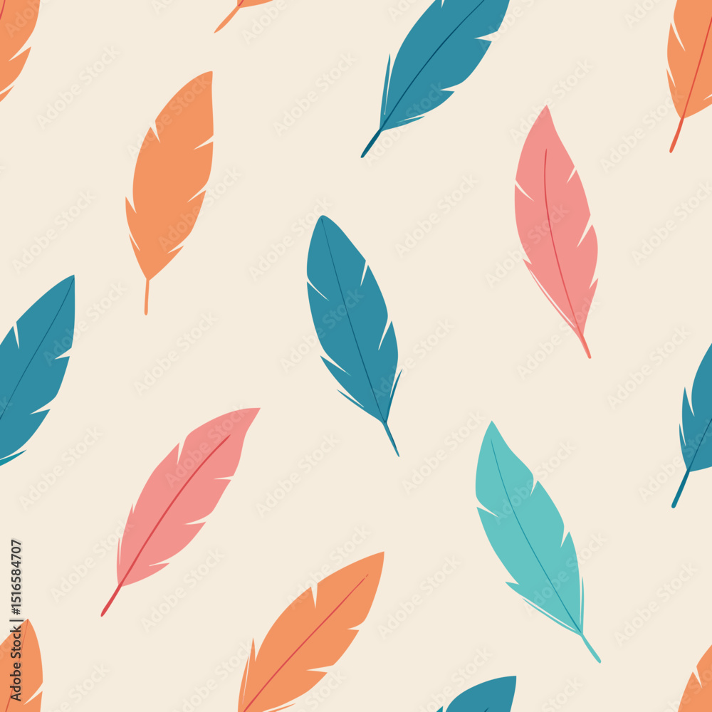 Obraz premium seamless feathers pattern hand drawn feathers