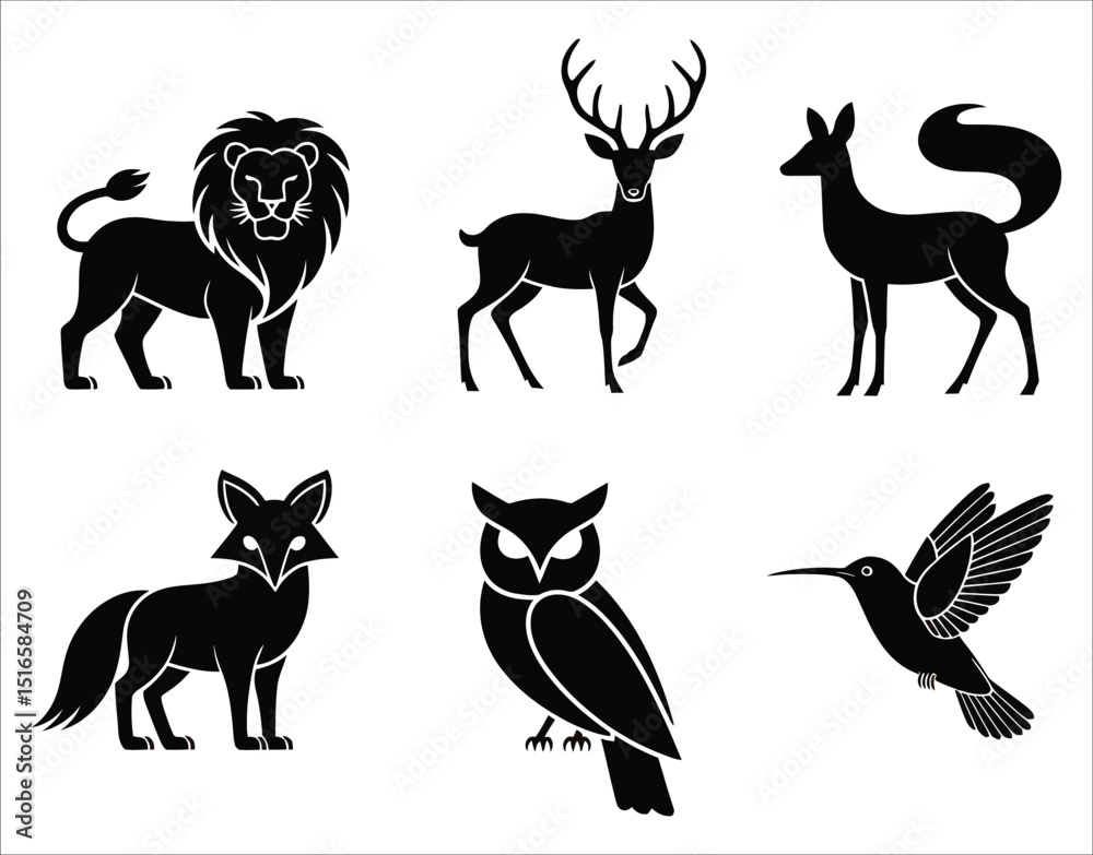 Fototapeta premium Wild Nature Silhouette Set