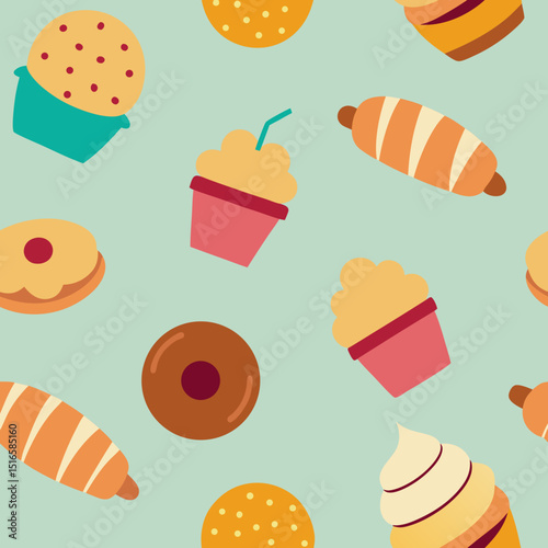 seamless french pastry pattern   croissants  