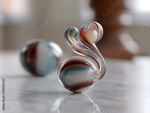 Abstract Glass Sculpture on Marble photo