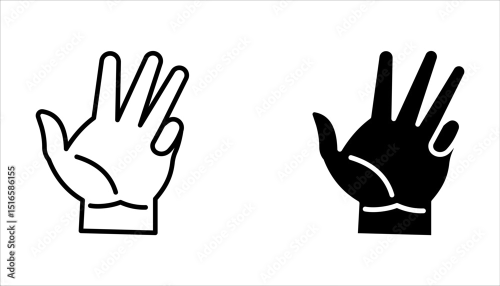 Fototapeta premium Set of hand gestures linear icons, vector illustration on white background.