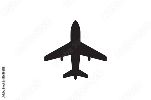 Airplane silhouette vector art illustration on white background