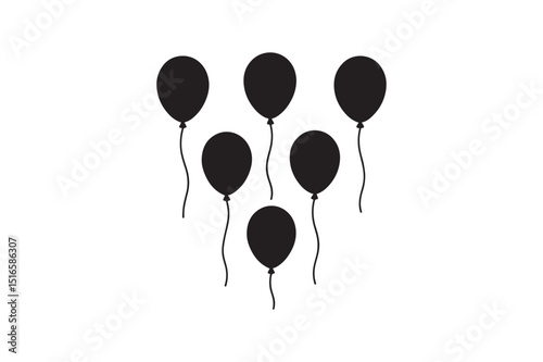 Balloons silhouette vector art illustration on white background