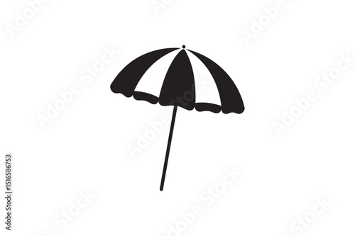 Beach Umbrella silhouette vector art illustration on white background