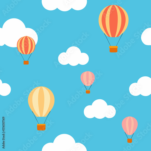 seamless hot air balloon pattern   balloons drifti