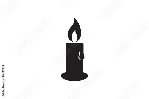 Candle silhouette vector art illustration on white background