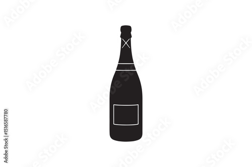 Champagne Bottle silhouette vector art illustration on white background