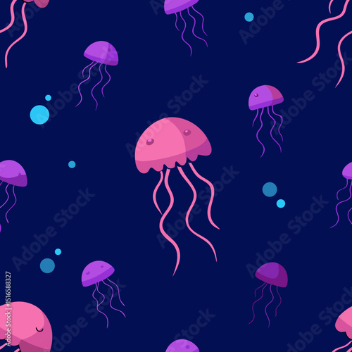seamless jellyfish pattern   floating jellyfish 