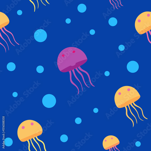 seamless jellyfish drift pattern   floating jellyf.svg