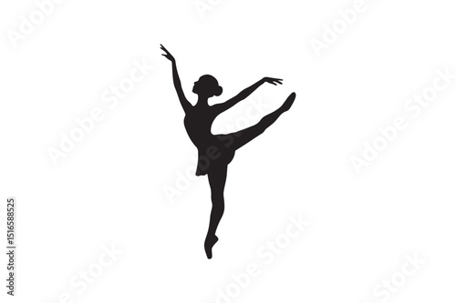 Dancer silhouette vector art illustration on white background