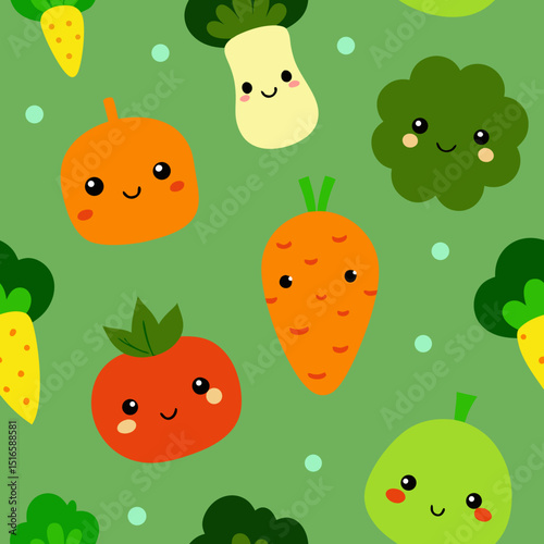 seamless kawaii vegetable pattern   cartoon carrot.svg
