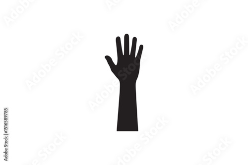Hand Raise silhouette vector art illustration on white background