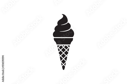 Ice Cream Cone silhouette vector art illustration on white background
