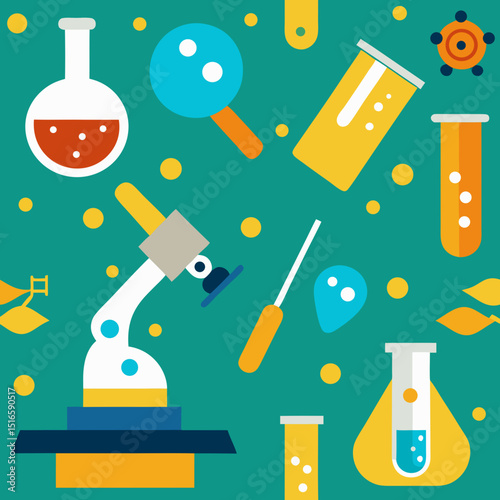 seamless microscope and science tools pattern 