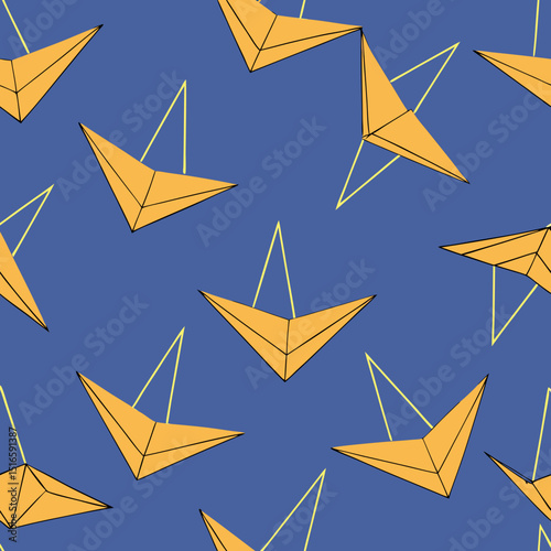 seamless origami crane pattern   line style paper .svg