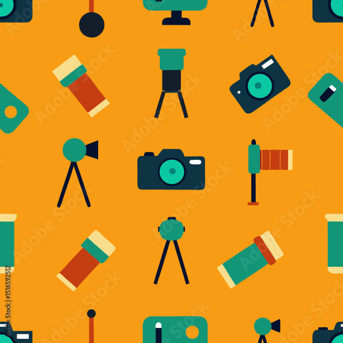 seamless photography gear pattern   cameras  tripo
