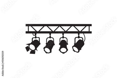 Stage Lights silhouette vector art illustration on white background