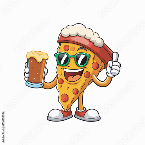 Funny cartoon vector illustration of a man chef, professor, doctor, and scientist character with a  beer Glass 