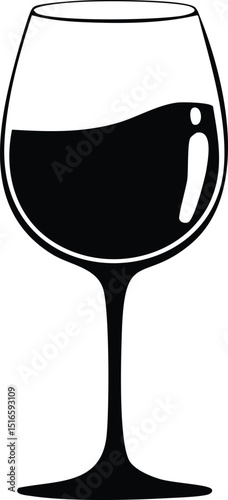 Wine Glass Silhouette Vector | Stylish Black Vector Art for Beverage Illustration