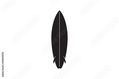 Surfboard silhouette vector art illustration on white background