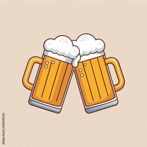 A frosty mug of golden lager with frothy foam, perfect for a bar or pub beverage illustration