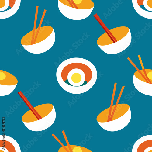 seamless ramen bowl pattern   steamy noodle bowls .svg