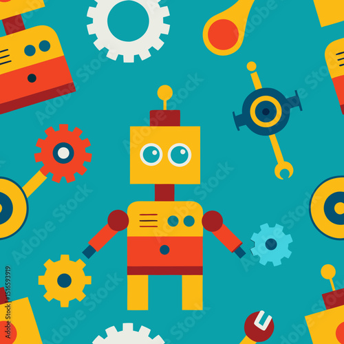 seamless robot parts pattern   gears  joints  robo