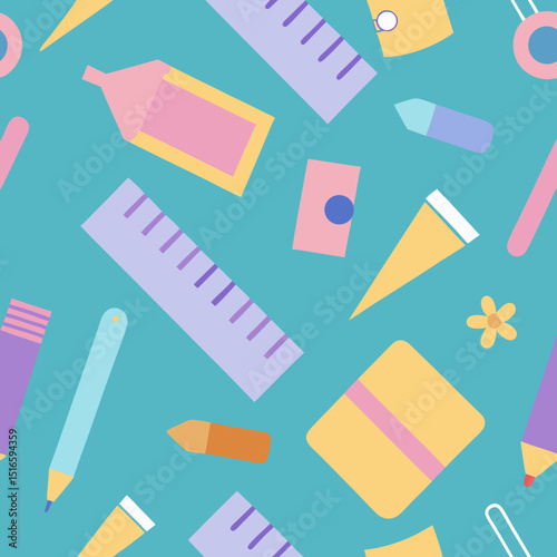 seamless school supplies pattern   rulers  glue st.svg