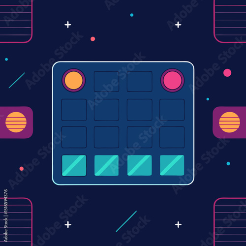 seamless sci fi panel interface pattern   button 