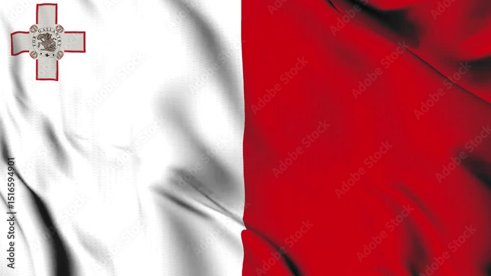 The Malta country flag waves in the wind.
