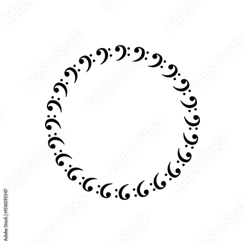 Circle Shape Created by Musical Notation Icon Symbol, can use for Logo, Pictogram, Emblem, Musical Illustration, Decoration, Ornate, Cover, Framework or Graphic Design Element. Vector
