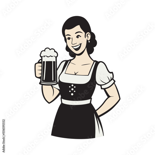 Smiling woman holding a bottle of beer