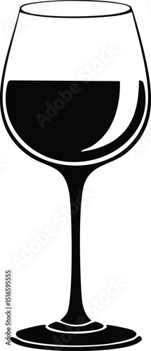Wine Glass Silhouette Vector | Stylish Black Vector Art for Beverage Illustration
