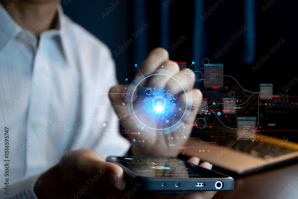 Fototapeta premium AI Chatbot Smart Digital Customer Service Application Concept