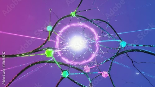 Futuristic Glowing Neural Network Visualization Abstract AI Brain Cell Structure in Cyberspace Video Motion
