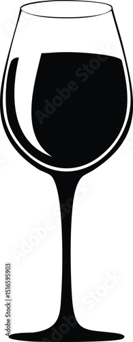 Wine Glass Silhouette Vector | Stylish Black Vector Art for Beverage Illustration