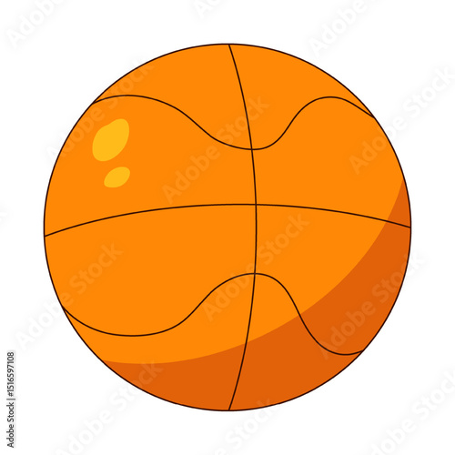 Illustration of an orange basketball with stylized lines and highlights on a white background. Physical education lesson. For back to school and sport theme, educational concept, and classroom decor.