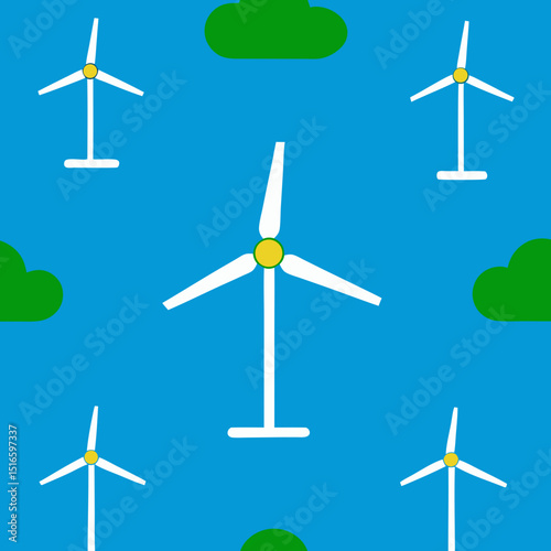 seamless wind turbine pattern   spinning turbines .svg