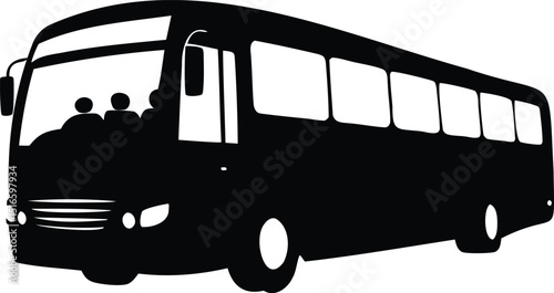 Silhouette of a modern passenger bus, isolated on a white background