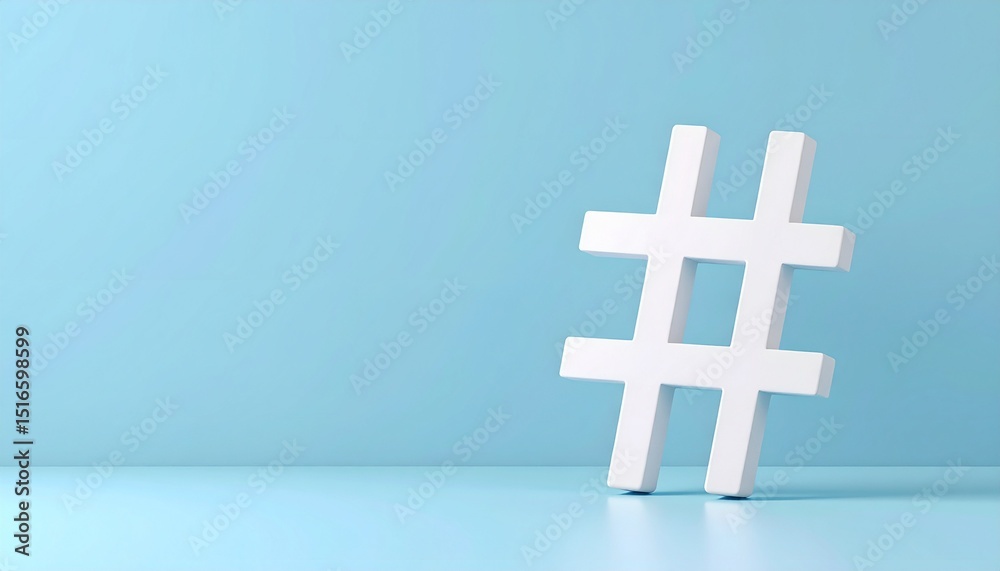 Obraz premium 3D hashtag symbol in front of a blue background.