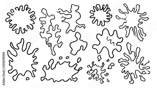 Grunge Ink Splatters Outline for Commercial Projects