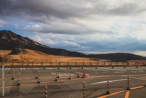 Mount aso (aso san), the largest active volcano in japan stands in aso kuju national park