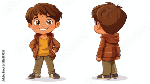 Adorable Young Boy Character in Detailed Vector Illustration
